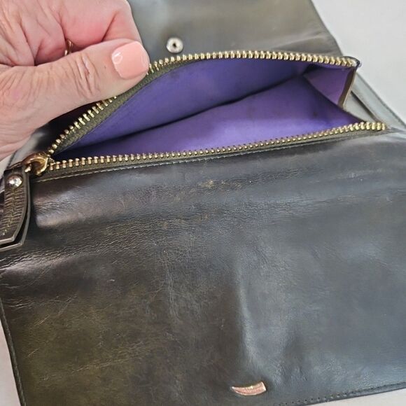 Tusk Leather Clutch Wallet Olive Green With Tan Interior  7 1/4‎ X 3 1/2 EUC - Picture 11 of 11